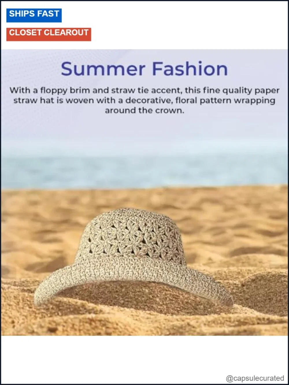 Wide Brim Straw Sun Hat Foldable Packable Beach Floppy Women Summer